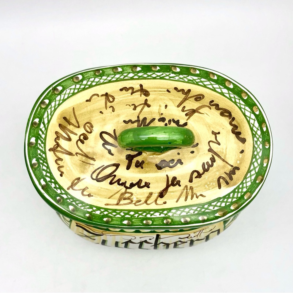 Italian Pottery Sugar Canister Zucchero With Lid Hand Painted Butterfly - Picture 10 of 13